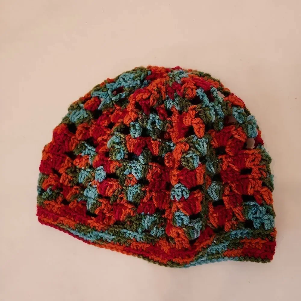 Vibrant Red and Blue Crochet Scarf NWOT